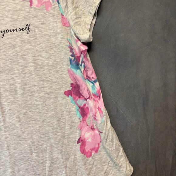 Ideology XXL Graphic Floral Tee Be Yourself Love Yourself Activewear Top Flowy - Picture 5 of 12